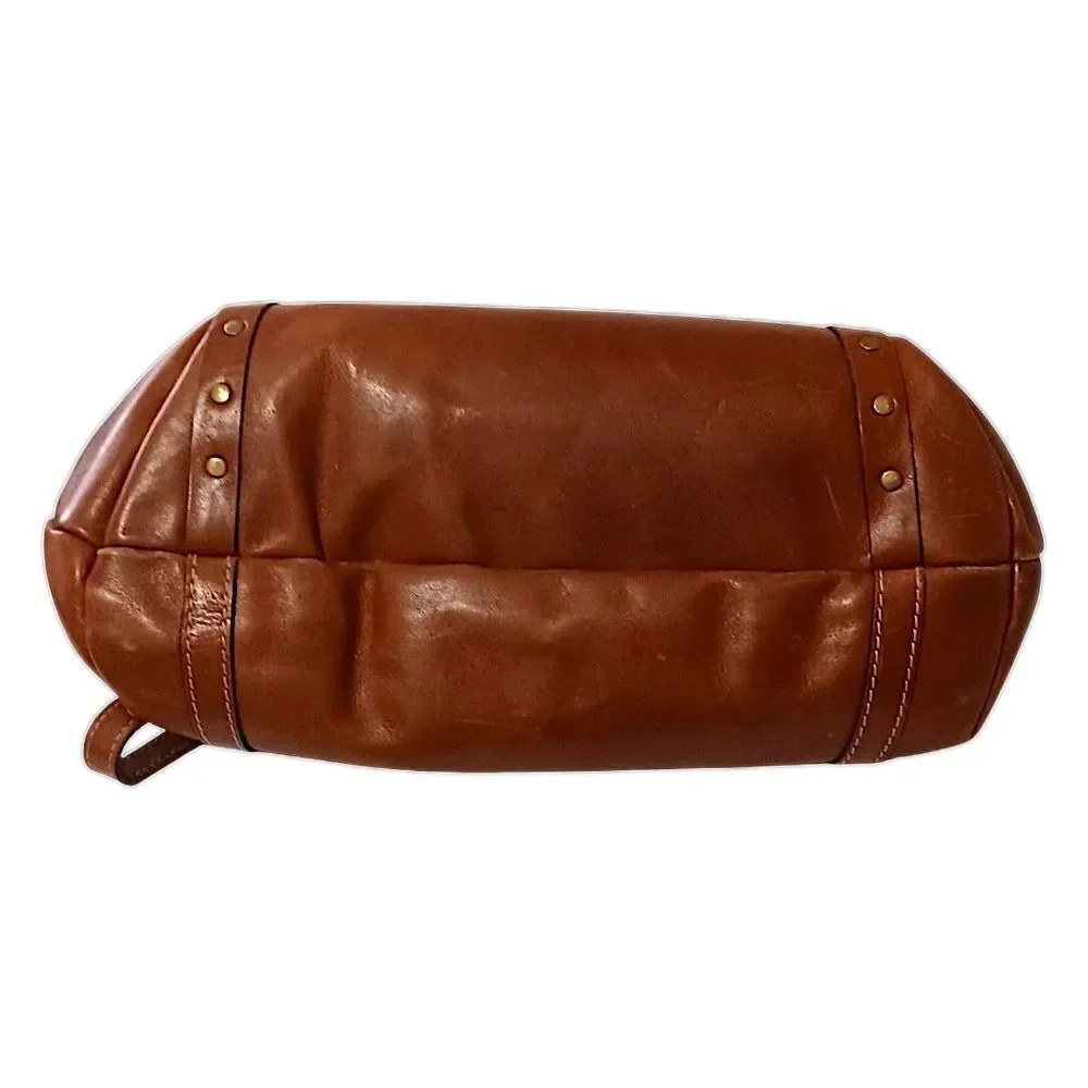 Patricia Nash Leather Bag Tote Purse Suede Interior Benvenuto Heritage Tan Brass
